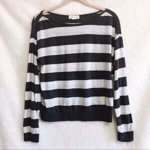Forever 21 Gray and White Striped Long Sleeve Top